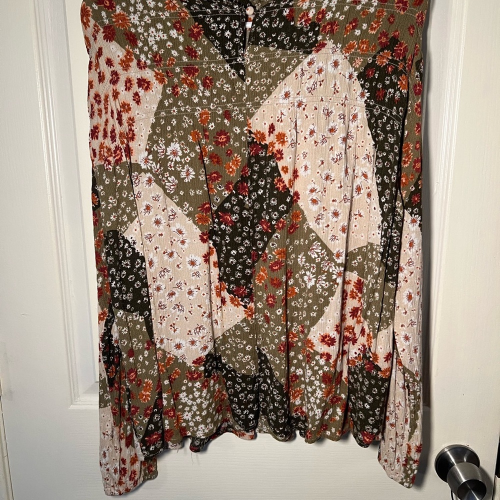 Indigo Soul Multicolor Patchwork Blouse 100% Rayon - image 4